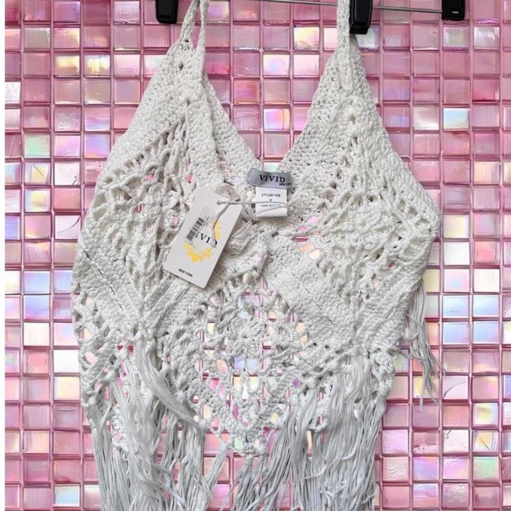 White crochet halter top